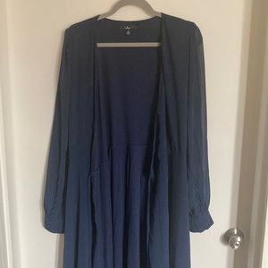 Navy Lulus “My Whole Heart Dark Navy Blue Long Sleeve Wrap Dress”